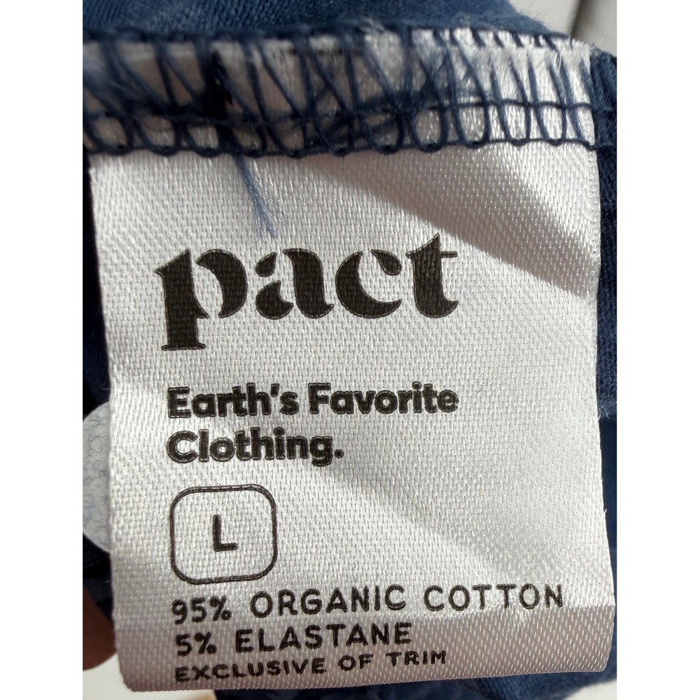 Pact Blue Floral Organic Cotton Midi Dress Long Sleeve Belted Pockets Womens L - Picture 9 of 12